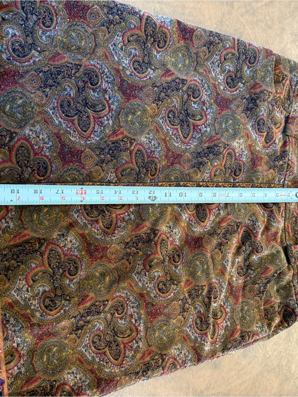 Nanette Lepore Olive Paisley Mini Skirt with Trim Y2K Tapestry Boho Chic Size 8 - Picture 10 of 12